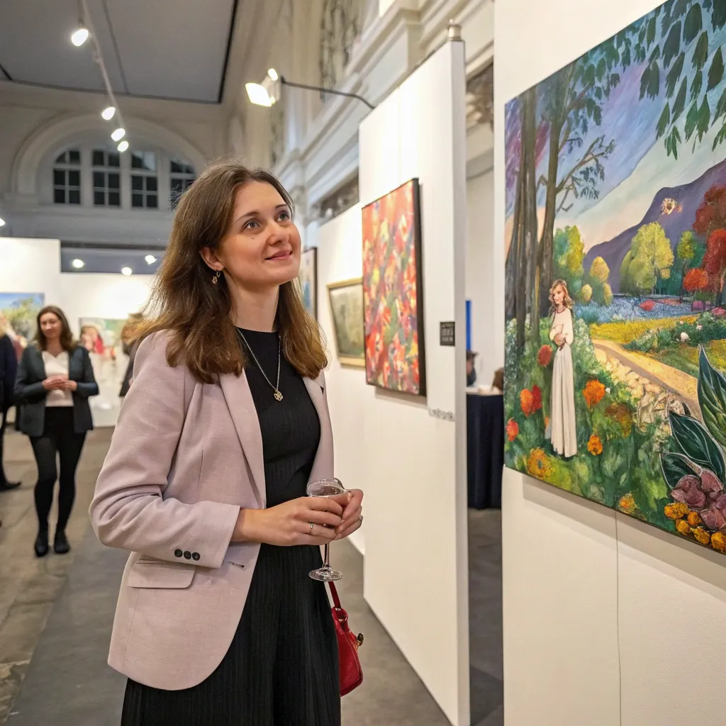 Emma Smith at an art exhibit